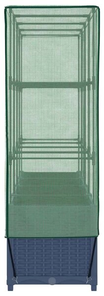 Rattan hatású magaságyás üvegháztakaróval 160 x 40 x 138 cm