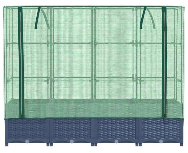 Rattan hatású magaságyás üvegháztakaróval 160 x 40 x 138 cm