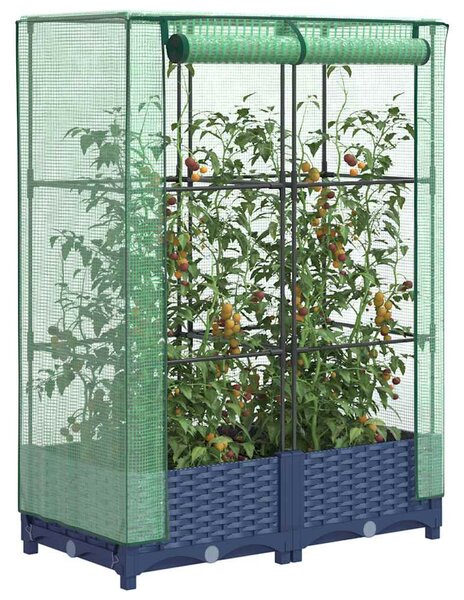 Rattan megjelenésű magaságyás melegháztakaróval 80x40x123 cm