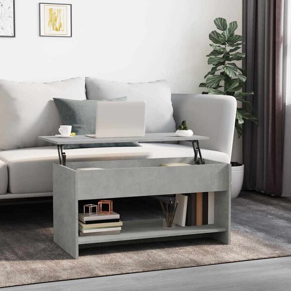 Betonszürke szerelt fa dohányzóasztal 102x50x52,5 cm