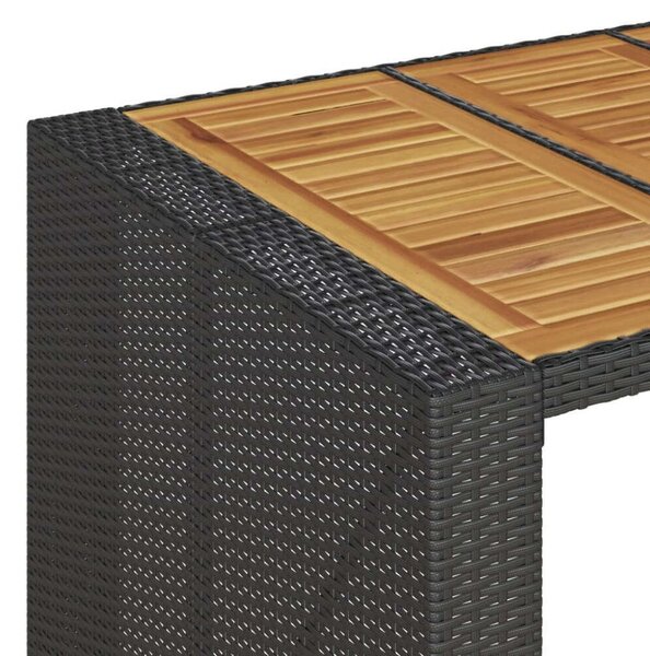 VidaXL fekete polyrattan kerti asztal akácfa lappal 105 x 80 x 110 cm