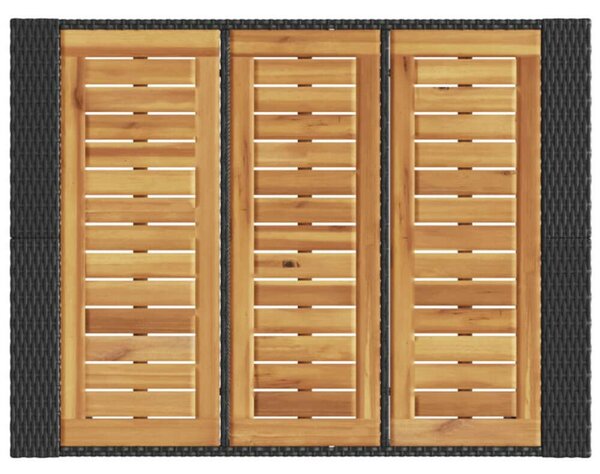 VidaXL fekete polyrattan kerti asztal akácfa lappal 105 x 80 x 110 cm