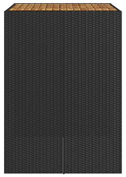 VidaXL fekete polyrattan kerti asztal akácfa lappal 105 x 80 x 110 cm