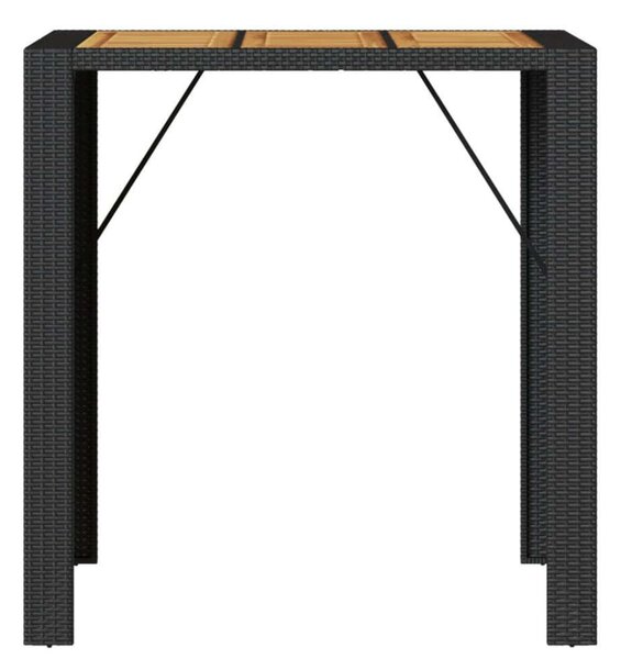 VidaXL fekete polyrattan kerti asztal akácfa lappal 105 x 80 x 110 cm