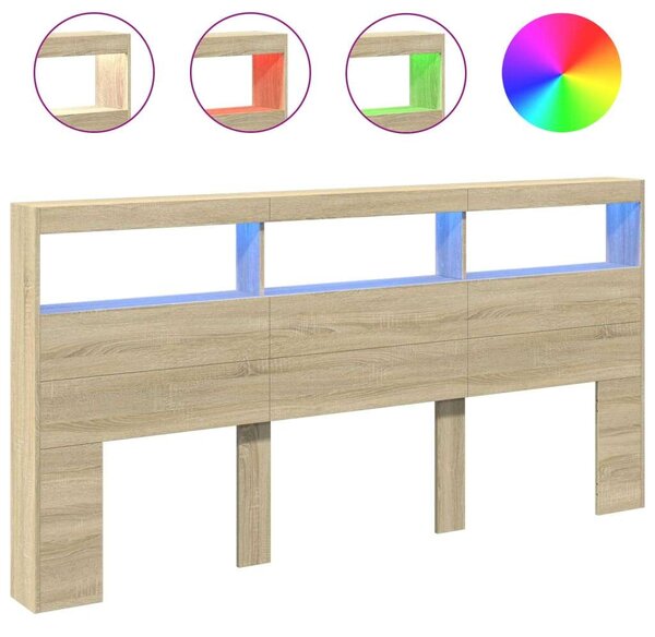 VidaXL sonoma tölgy színű áthidalószekrény LED-ekkel 200 x 17 x 102 cm