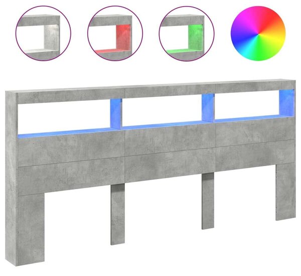 VidaXL Áthidalószekrény - LED Világítás - Betonszürke - 220cm