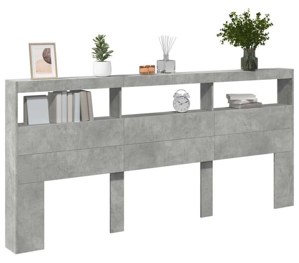 VidaXL Áthidalószekrény - LED Világítás - Betonszürke - 220cm