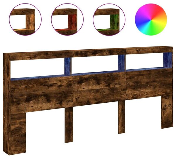 VidaXL Áthidalószekrény - Füstös Tölgy - LED - 220x17x102 cm