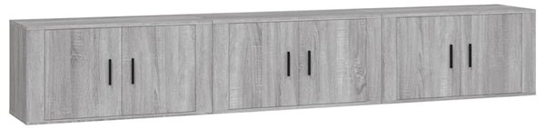 3 db szürke sonoma falra szerelhető TV-szekrény 80x34,5x40 cm
