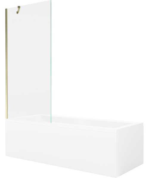 Mexen Cubik téglalap alakú kád 160 x 70 cm burkolattal és 1-szárnyú paravánnal 80 cm, átlátszó, arany - 550316070X9508000050