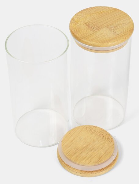 Sinsay - Üveg élelmiszertárolók bambusz fedéllel 2 pack - clear