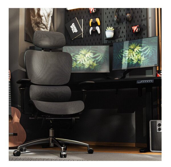 Premium Ergonomikus irodai szék kényelmes irodai szék, állítható magasság, lábtámasz, fekete