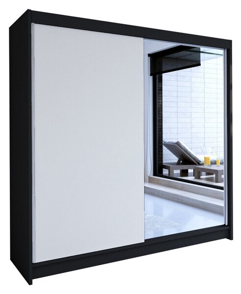 Gardróbszekrény Closico Cavaris I, Laminált forgácslap, 215x180x58cm, Fekete, Fehér