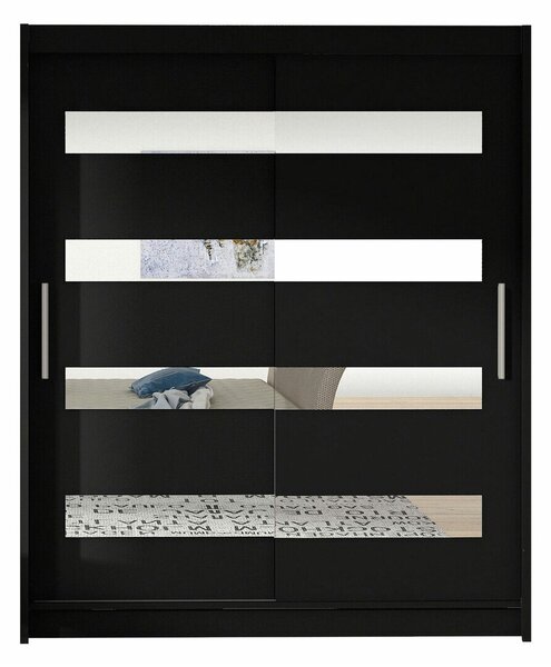 Gardróbszekrény Closico Camera XIII, Laminált forgácslap, 200x150x58cm, Fekete