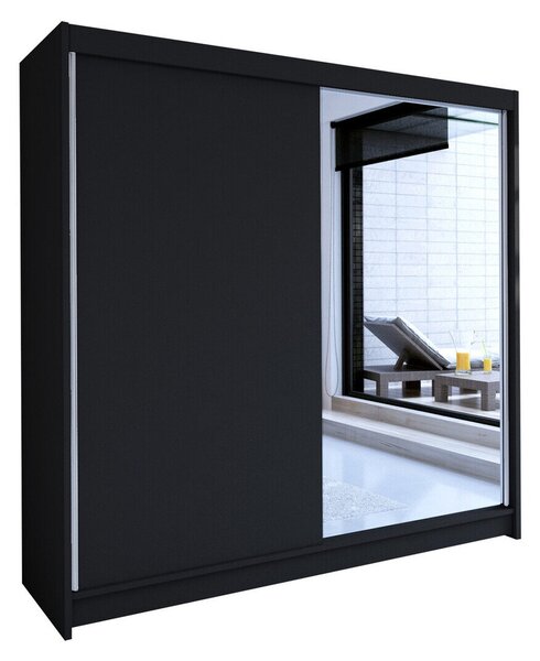 Gardróbszekrény Closico Cavaris I, Laminált forgácslap, 215x180x58cm, Fekete
