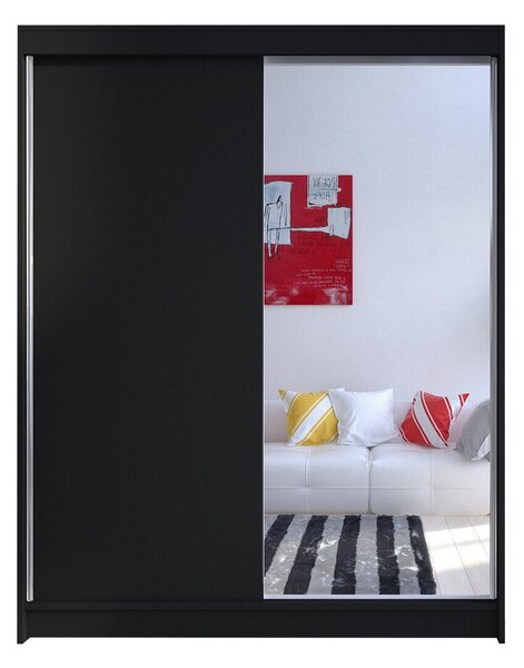 Gardróbszekrény Closico Vastor I, Laminált forgácslap, 200x150x58cm, Fekete