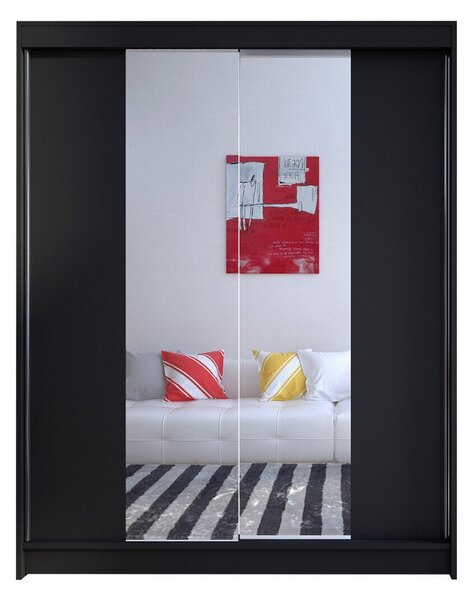 Gardróbszekrény Closico Vastor II, Laminált forgácslap, 200x150x58cm, Fekete