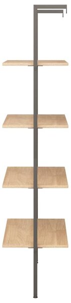 4 szintes világosbarna és fekete létrapolc 64 x 35 x 152,5 cm