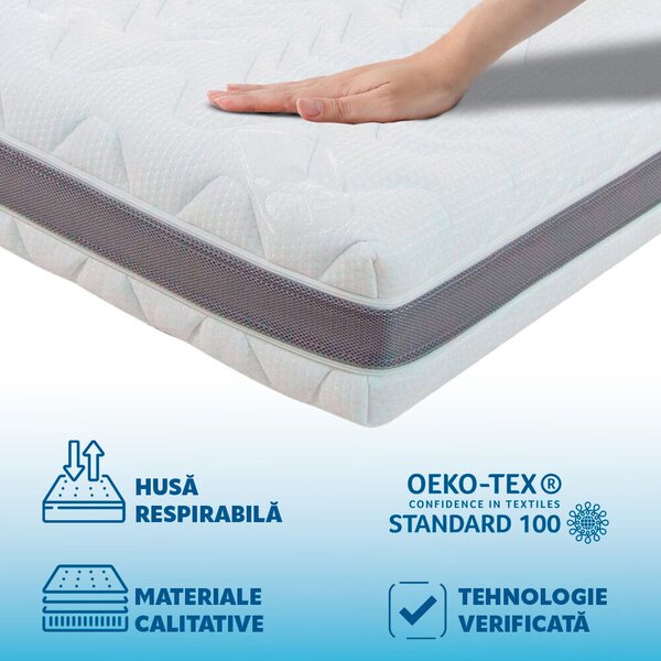 Ortopedicus ®, Ortopéd matrac, Memória HD 15+5, rugók nélkül, ezüstion, Grün Tech®, 140x190
