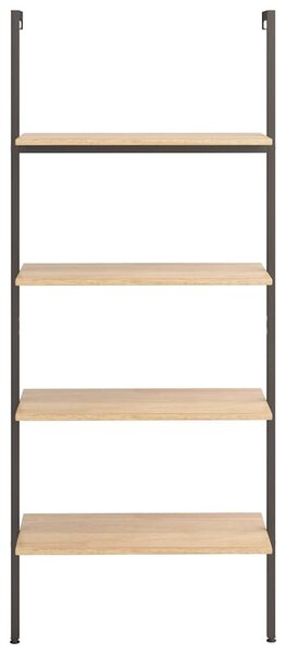 4 szintes világosbarna és fekete létrapolc 64 x 35 x 152,5 cm