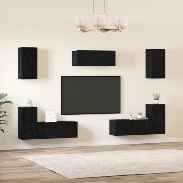 TV szekrény garnitúra 7 db 80 x 30 x 30 cm Fekete tölgy