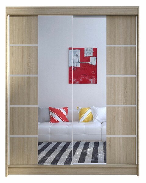 Gardróbszekrény Closico Vastor V, Laminált forgácslap, 200x150x58cm, Sonoma tölgy