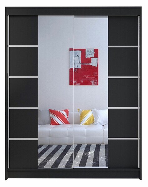 Gardróbszekrény Closico Vastor V, Laminált forgácslap, 200x150x58cm, Fekete