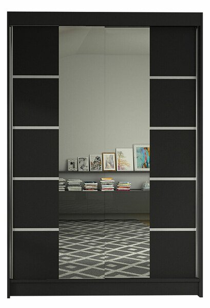 Gardróbszekrény Closico Salvor V, Laminált forgácslap, 200x120x58cm, Fekete