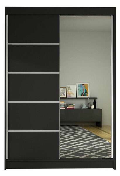 Gardróbszekrény Closico Salvor III, Laminált forgácslap, 200x120x58cm, Fekete