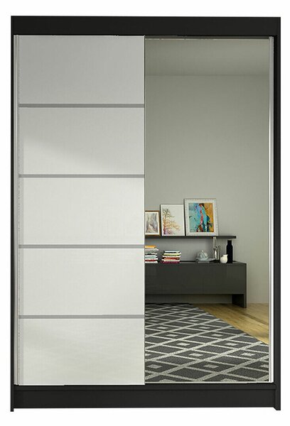 Gardróbszekrény Closico Salvor III, Laminált forgácslap, 200x120x58cm, Fekete, Fehér