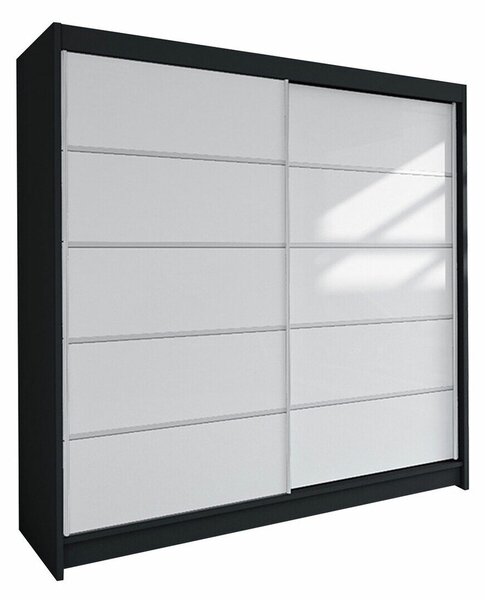 Gardróbszekrény Closico Cavaris IV, Laminált forgácslap, 215x180x58cm, Fekete, Fehér