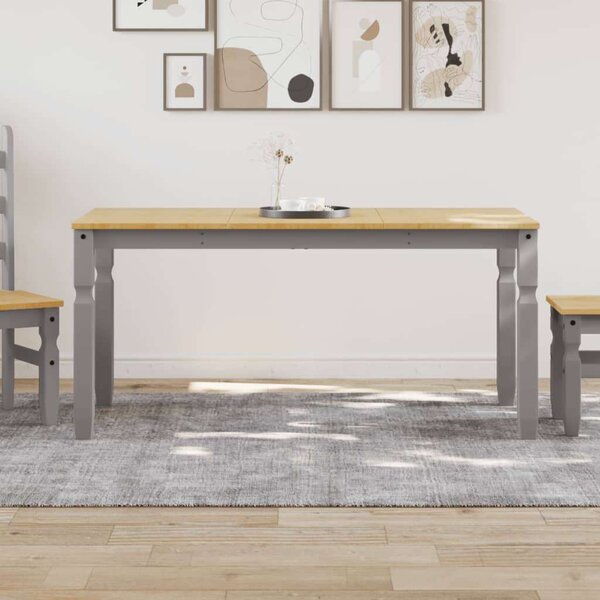 VidaXL Corona Étkezőasztal - Tömör Fenyőfa - Szürke - 160x80 cm