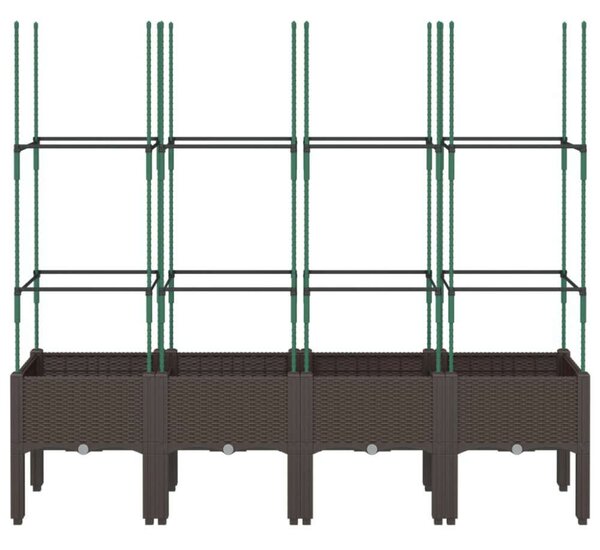 VidaXL barna polipropilén rácsos kerti ültetőláda 160 x 40 x 142,5 cm