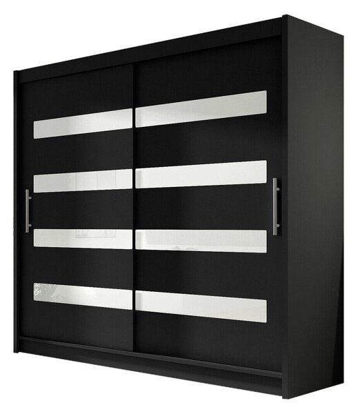 Gardróbszekrény Closico Pallor XI, Laminált forgácslap, 215x180x58cm, Fekete, Fényes fehér