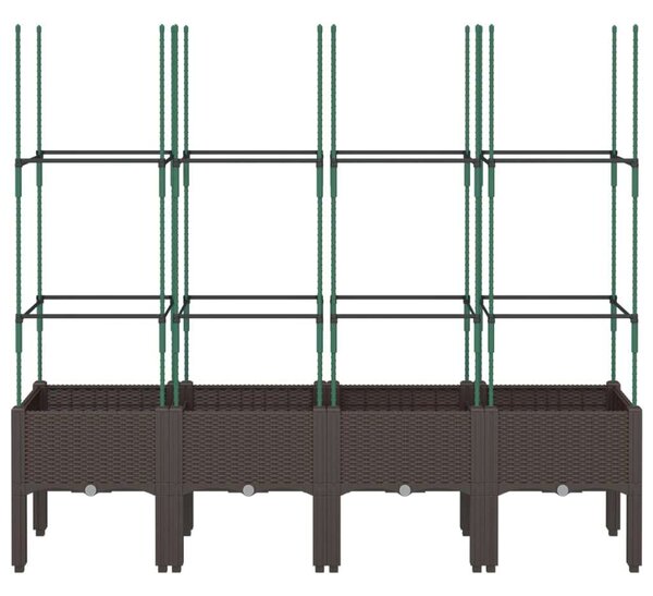 VidaXL barna polipropilén rácsos kerti ültetőláda 160 x 40 x 142,5 cm