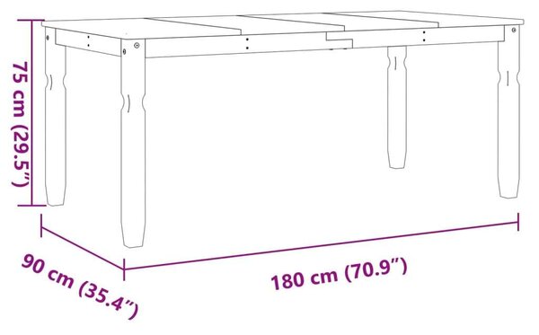 Vidaxl Corona Étkezőasztal - Fehér - 180x90 cm