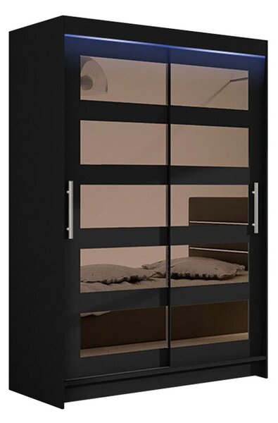 Gardróbszekrény Closico Pacron IV, Laminált forgácslap, 200x120x58cm, Fekete