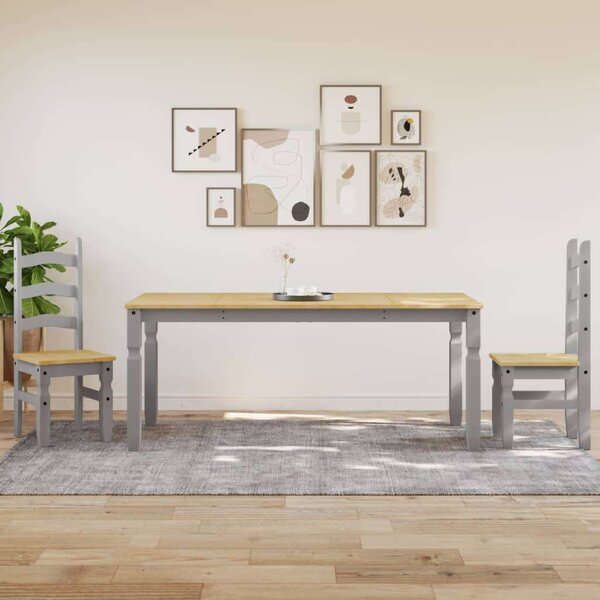 VidaXL Corona Ebédlőasztal - Tömör Fenyőfa - Szürke - 180x90 cm