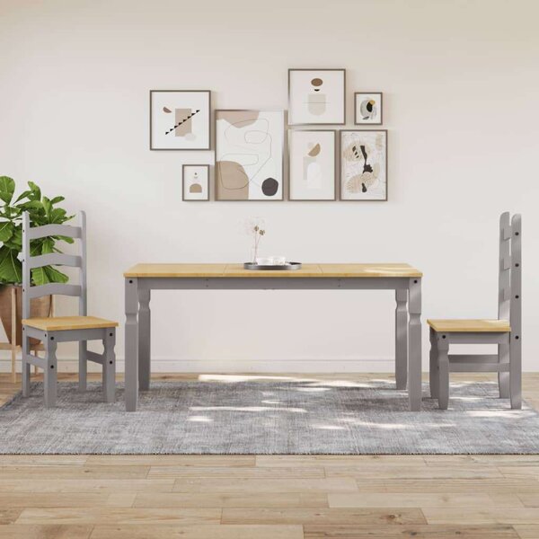 VidaXL Corona Étkezőasztal - Tömör Fenyőfa - Szürke - 160x80 cm