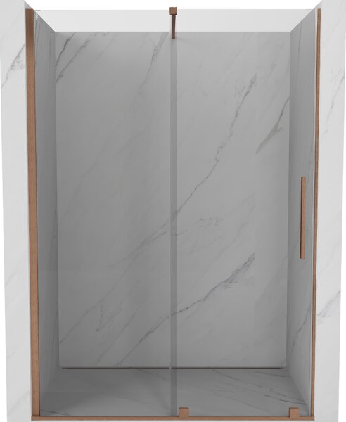 Mexen Velar, nyitható tolóajtó 130x200 cm, 8mm átlátszó üveg, rézmatt, 871-130-000-01-65