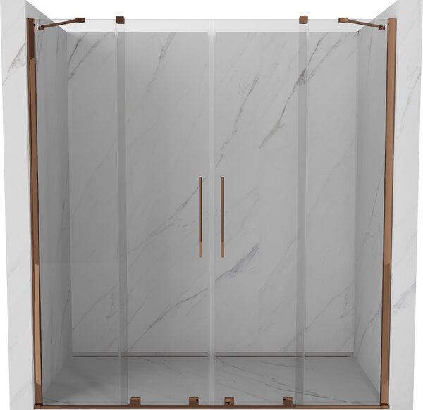 Mexen Velar Duo, nyitható tolóajtó 170x200 cm, 8mm átlátszó üveg, rózsa arany, 871-170-000-02-60