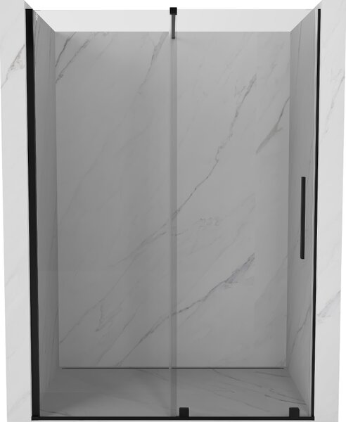 Mexen Velar, nyitható tolóajtó 130x200 cm, 8mm átlátszó üveg, fekete matt, 871-130-000-01-70
