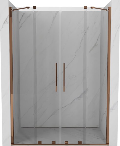 Mexen Velar Duo, nyitható tolóajtó 160x200 cm, 8mm átlátszó üveg, rózsa arany, 871-160-000-02-60