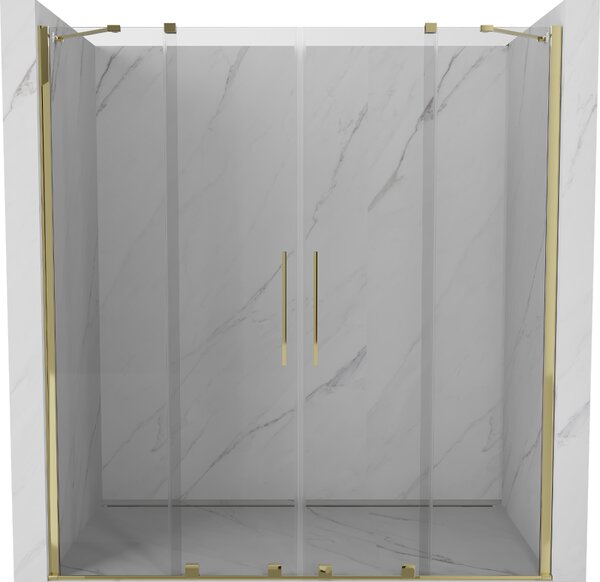 Mexen Velar Duo, nyitható tolóajtó 170x200 cm, 8mm átlátszó üveg, arany fényes, 871-170-000-02-50
