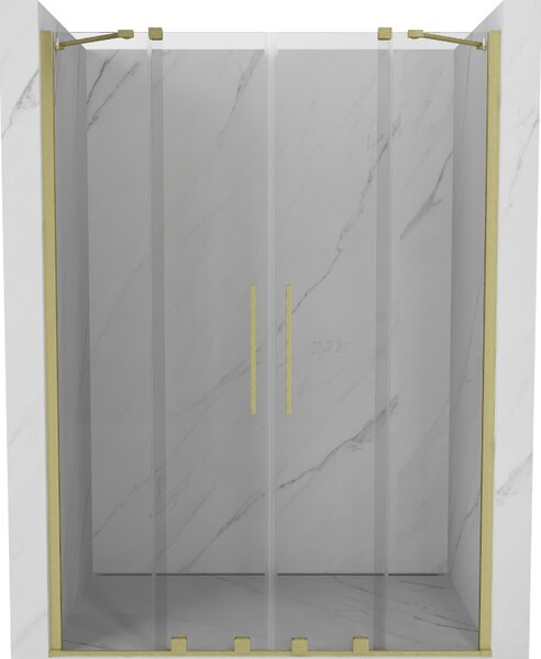 Mexen Velar Duo, nyitható tolóajtó 160x200 cm, 8mm átlátszó üveg, arany matt, 871-160-000-02-55