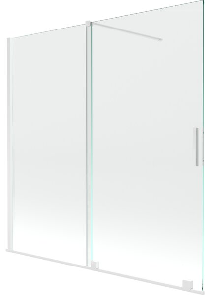 Mexen Velar, 2 szárnyas eltolható kádparaván 160 x 150 cm, 8mm átlátszó üveg, fehér profil, 896-160-000-01-20