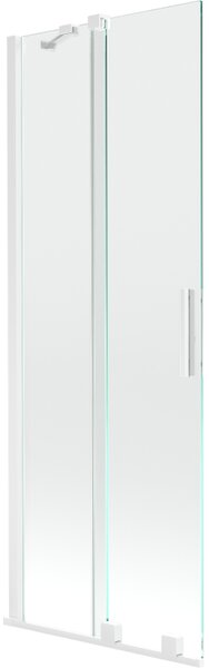 Mexen Velar, 2 szárnyas eltolható kádparaván 70 x 150 cm, 8mm átlátszó üveg, fehér profil, 896-070-000-01-20