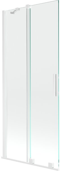 Mexen Velar, 2 szárnyas eltolható kádparaván 80 x 150 cm, 8mm átlátszó üveg, fehér profil, 896-080-000-01-20