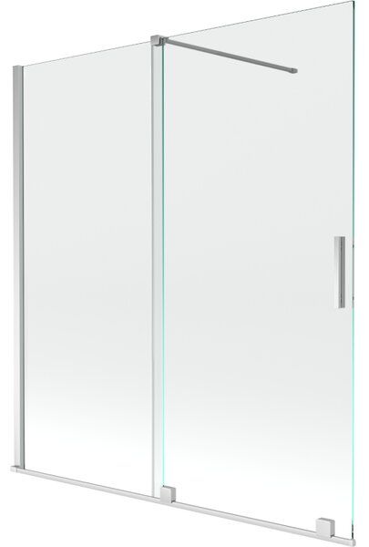 Mexen Velar, 2 szárnyas eltolható kádparaván 150 x 150 cm, 8mm átlátszó üveg, króm profil, 896-150-000-01-01