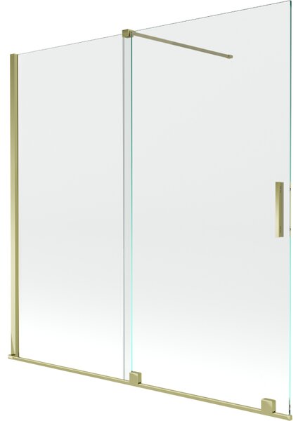 Mexen Velar, 2 szárnyas eltolható kádparaván 160 x 150 cm, 8mm átlátszó üveg, arany fényes profil, 896-160-000-01-50